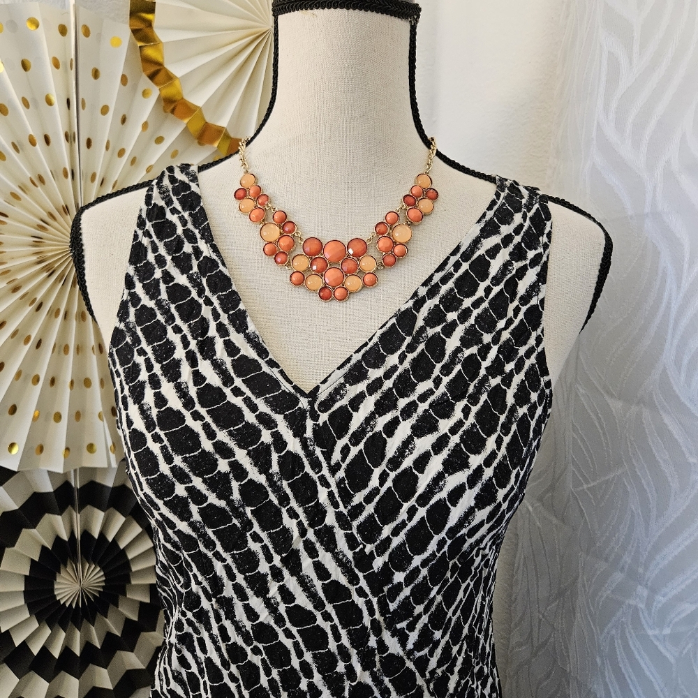 Plenty by Tracy Reese | Drop Waist Black & White Mini Dress | Size 8P - Picture 2 of 8